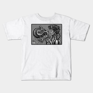 Tentacles In a Tea Cup - Black Outlined Version Kids T-Shirt